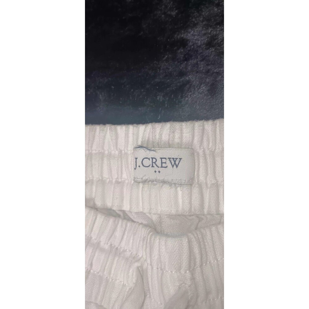 J Crew Linen Blend Cuff Ankle Pants S White Coastal Beachy Seaside Quiet Luxury - Picture 2 of 12